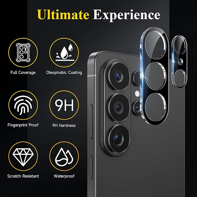 4 Pack for Samsung Galaxy S26 Ultra Camera Lens Screen Protector | 9H Tempered Glass Camera Lens Cover Decoration, Case Friendly, High Definition, Scratch-Resistant(Not for S25/S24) - Image 5