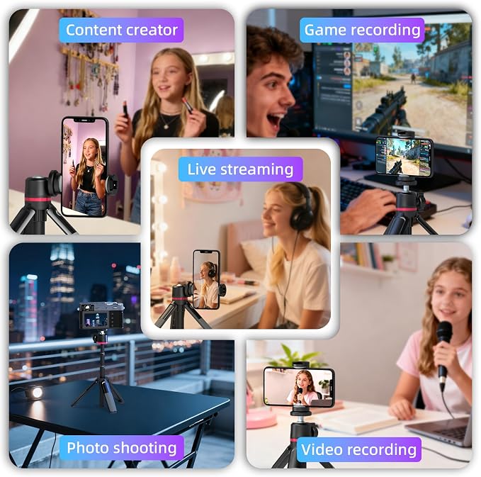 Mini Camera Tripod & Vlog Selfie Stick, Portable Extendable Desk Stand with 360° Ball Head and Cold Shoe, Travel Vlogging Gear Compatible with Action Cameras, Pocket 3, Insta360 & Phones - Image 6