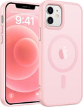 FNTCASE for iPhone 13/12 Mini Case, Fit for Magsafe, Translucent Matte Back | Magnetic Phone Cases, 14FT Military Grade Drop Protection, Slim Shockproof Protective Cover, Light Pink by FNTCASE