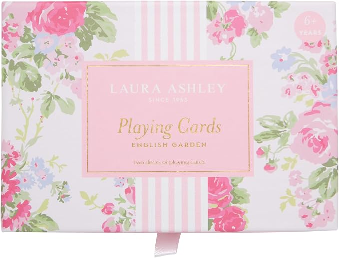 Laura Ashley English Garden Playing Cards – Set of 2 Standard Card Decks in Decorative Storage Box – Floral Poker & Bridge Cards – Elegant Gift for Women & Game Lovers | Pretty & Vintage Floral Designs, Decorative Storage Box with Ribbon Pull, Standard... by Unknown