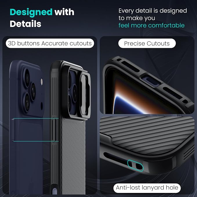 Nillkin for iPhone 17 Pro Case with Slide Camera Cover & Thin Slim Fit | Shockproof Protective | Protector Privacy | Phone Case Camera Lens Protector, Black - Image 6
