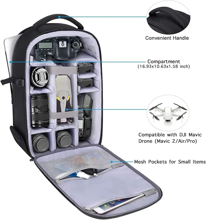 MOSISO Camera Backpack, DSLR/SLR/Mirrorless Photography Camera Bag | 15-16 inch Waterproof Hardshell Case with Tripod Holder&Laptop Compartment Compatible with Canon/Nikon/Sony, Black - Image 2