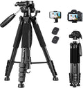 VICTIV 74” Camera Tripod, Tripod for Camera and Phone with Phone Holder | Aluminum Professional Tripod Stand for Canon Nikon with Carry Bag, Compatible with DSLR, iPhone, Spotting Scopes, Gopro by Victiv