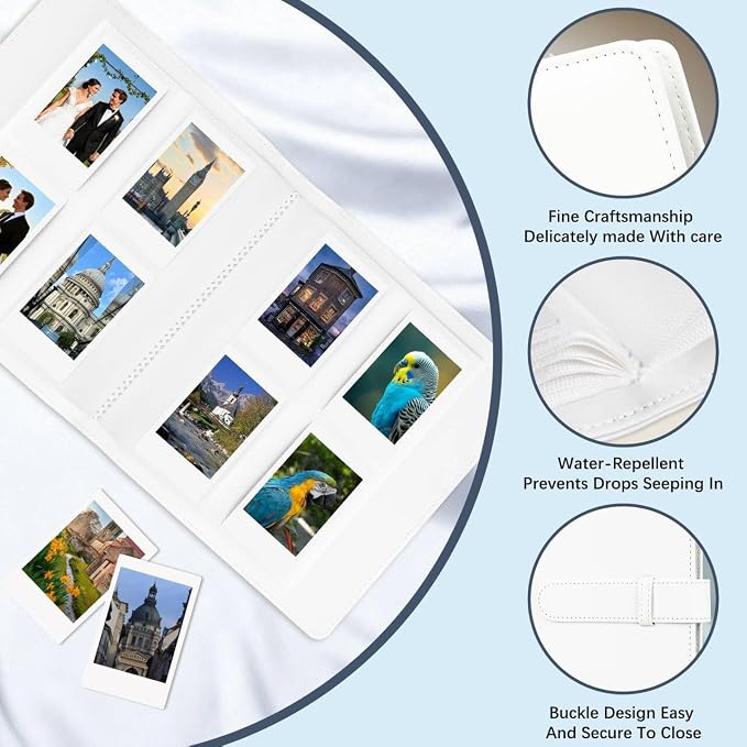 Veicevol 256-Pocket 2x3 Photo Album for Instax Mini and Polaroid, White | PU Leather Cover Keeps, Fits Instax Mini and Polaroid 2x3 Photos, Protects Travel, Wedding and Family Memories - Image 5