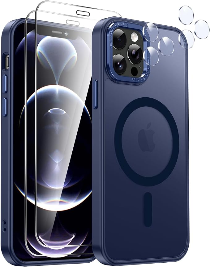 LeYi for iPhone-12-Pro-Max Phone Case Blue:[ Screen Protector X2+ Camera Cover X2] iPhone12 Promax Cases Compatible with Magsafe Funda para i 12Pro Max Magnetic Protective Heavy Duty Slim, Blue - Image 7