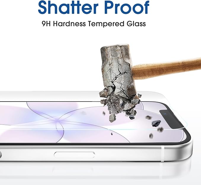 amFilm OneTouch for iPhone 17e Screen Protector 6.1'' Tempered Glass | Auto-Alignment, 30s Install, Bubble Free, Scratch & Drop Protection, HD Clear, Camera Lens Protector, 2+2 Pack (17E-6.1'') - Image 4