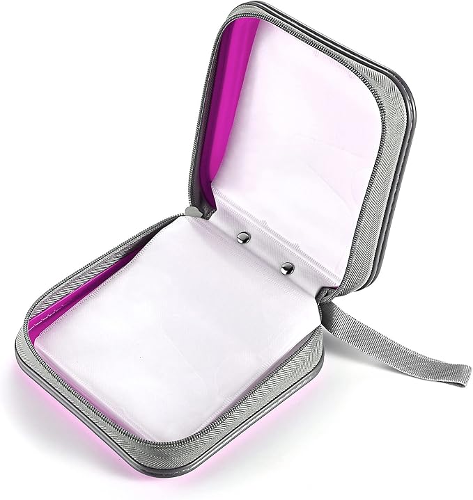 LIOVODE DVD Case, 48 Capacity Hard Plastic CD Case Holder for Car | DVD Storage, Hand Strap, Zipper Closure, Scratch-Resistant Sleeves, CD Storage for Music Blu-Ray Game Disc for Travel Office - Image 4