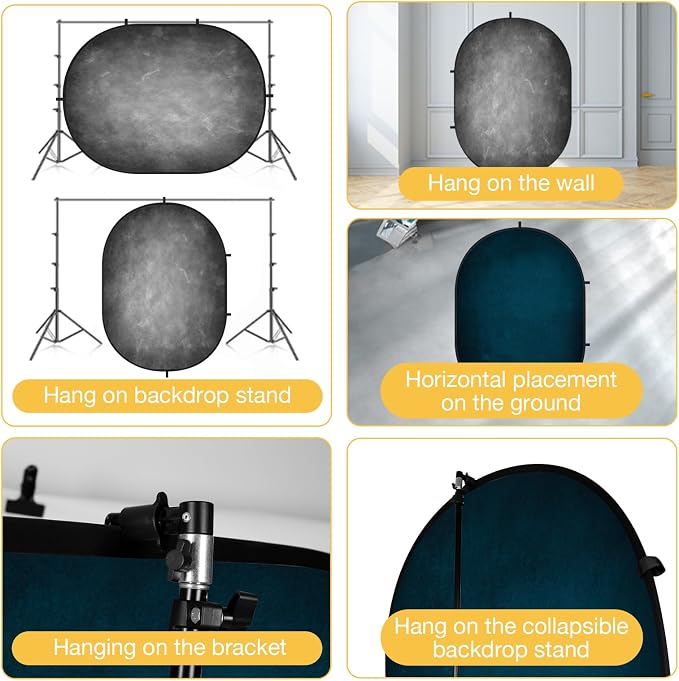 Kate Collapsible Backdrop Grey Blue Portable Photo Backdrops 286 | Collapsible Backdorp 5'x6.5' Grey Blue Pop Up Backdorps for Self-Tape Auditions, Professional Video Conferencing - Image 4