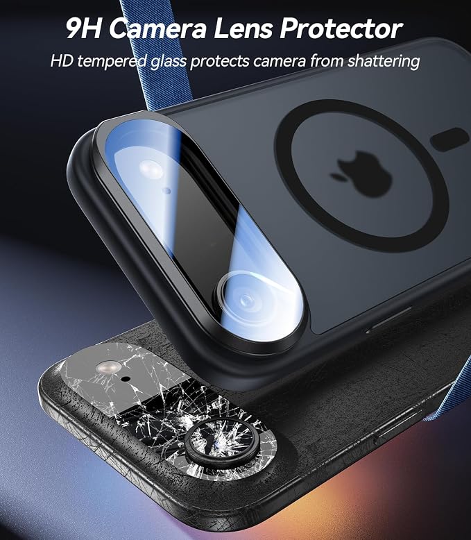 VOFATA [Upgraded Full Camera Protection] for iPhone Air Case with Camera Cover Stand [Fit for MagSafe][10FT Mil-Grade Protection] Translucent Magnetic Phone Cover for iPhone 17 Air Case, Black - Image 2