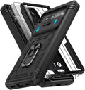 for Google Pixel 7A Case with Slide Camera Cover & Screen Protector*2, Pixel 7A Case Build in 360° Rotating Ring Kickstand, Military Grade Protective Case for Google Pixel 7A Phone Case, Black by Gritup