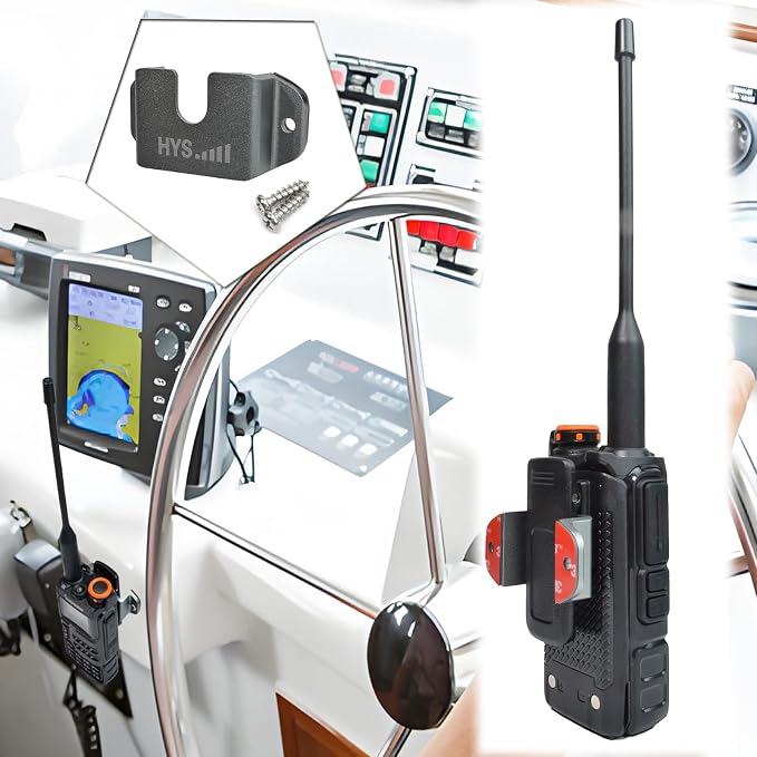 HYS Aluminium Alloy Car Mount, Speaker Mic Hanger for Truck Car CB VHF UHF | Handheld Radio Bracket with Hand Mic Holder and Base, CB Radio Mount, VHF Marine Radio Holder Mount - Image 5