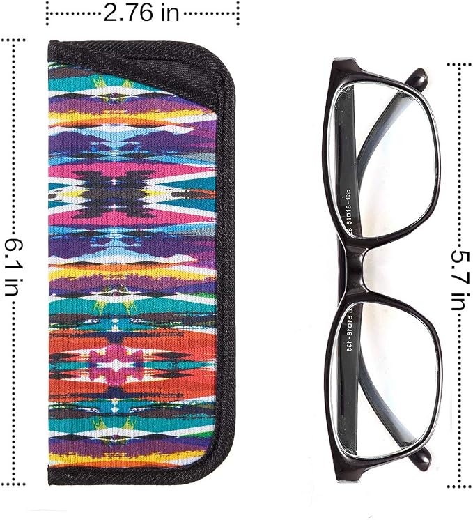 TRIUMPH VISION 3 Pack Reading Glasses Pouch Soft Case Eyeglass Sleeve Slim | Alternative to Bulky Case in bag, Lightweight Lined Padded Protect Optical lens Slip in, Cute Pattern Portable for Daily Use - Image 2