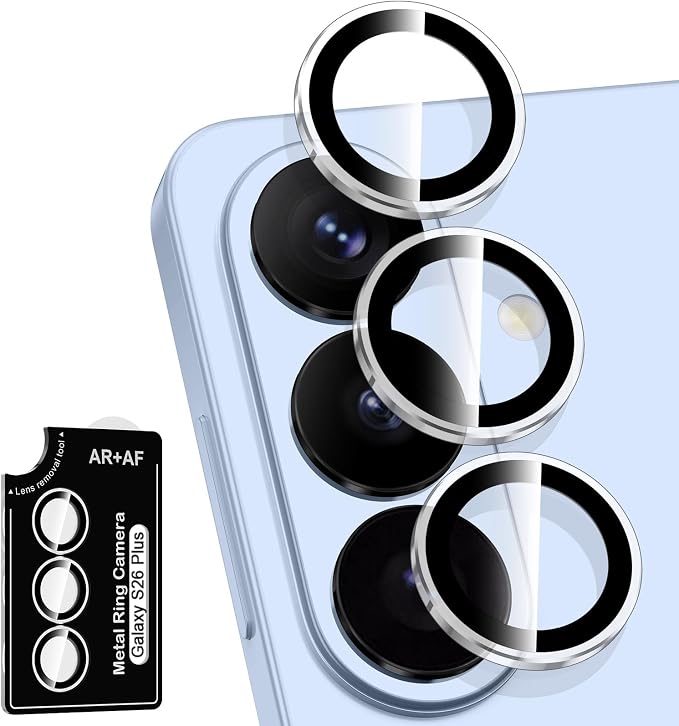 for Samsung Galaxy S26 Plus Camera Lens Protector, Individual Metal Ring Tempered Glass Lens Cover, [Strong Adsorption] Scratch Resistant Ultra-Thin HD Clear Lens Cover, 1 Set-Clear Ring by Btscase