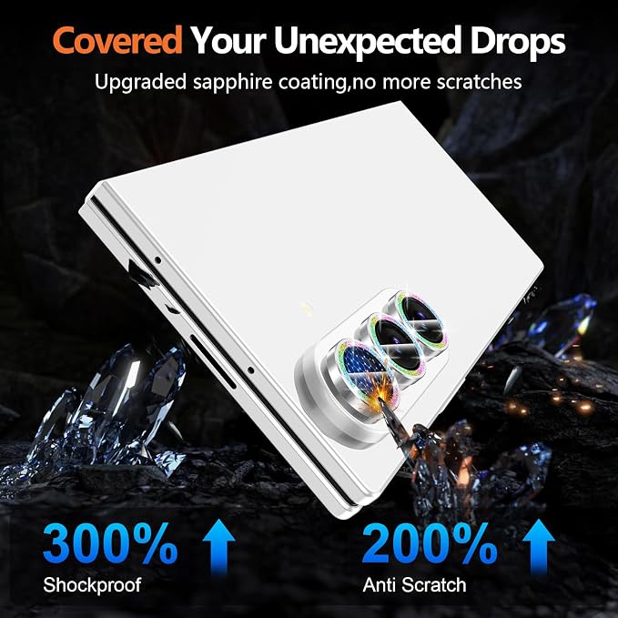for Samsung Galaxy Z Fold 8 Ultra Camera Lens Protector, Individual Metal Ring Tempered Glass Lens Cover, [Strong Adsorption] Scratch Resistant Ultra-Thin HD Clear Lens Cover, 1 Set-Colorful Sparkly - Image 5