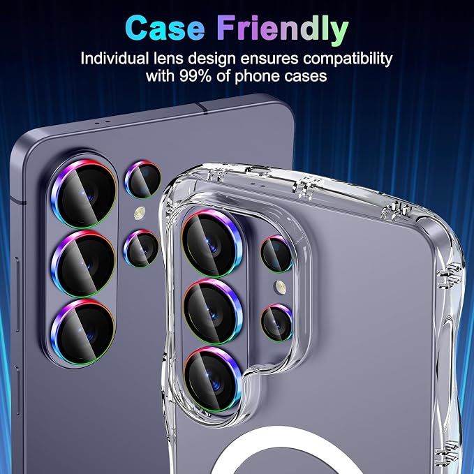 Meshine for Samsung Galaxy S26 Ultra Camera Lens Protector,Scratch Proof,Strong Adsorption,9H Hardness with Metal Ring Camera Cover,Ultra Thin Case Friendly, Accessories Lens Protector,Colorful - Image 6
