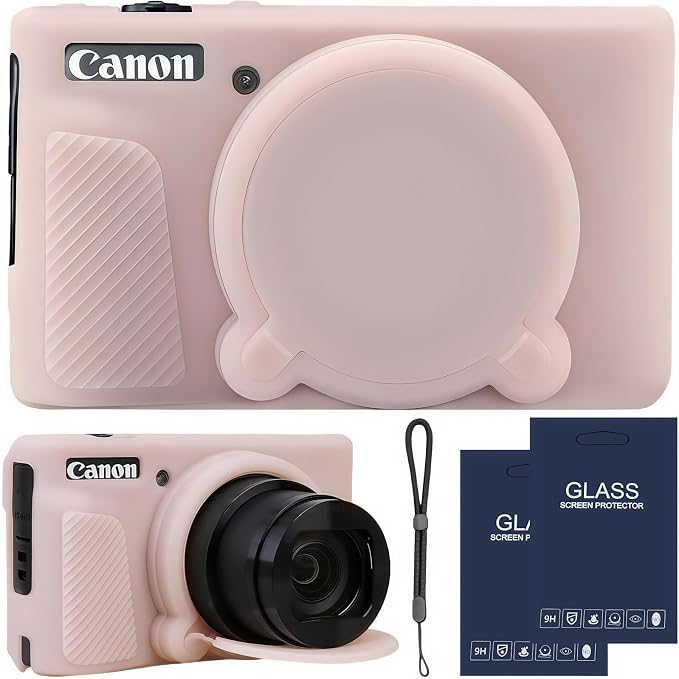 Camera Case for Canon PowerShot SX740/ SX730 Digital Camera, SX740 HS Case | Soft Silicone Protective Case Removable Lens Cover, Comes with 2 Screen Protectors and 1 Wrist Strap. (Jelly Pink) by SZHSYJY