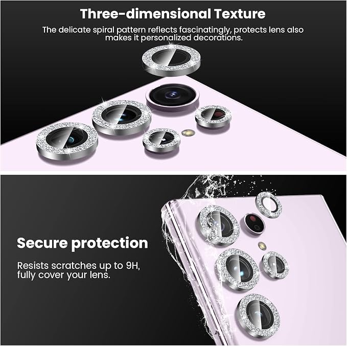 Tensea Compatible with Samsung Galaxy S23 Ultra Camera Lens Protector | 9H Tempered Glass Camera Cover Screen Protector Metal Individual Ring [Installation Tray][Case Friendly] - Image 6