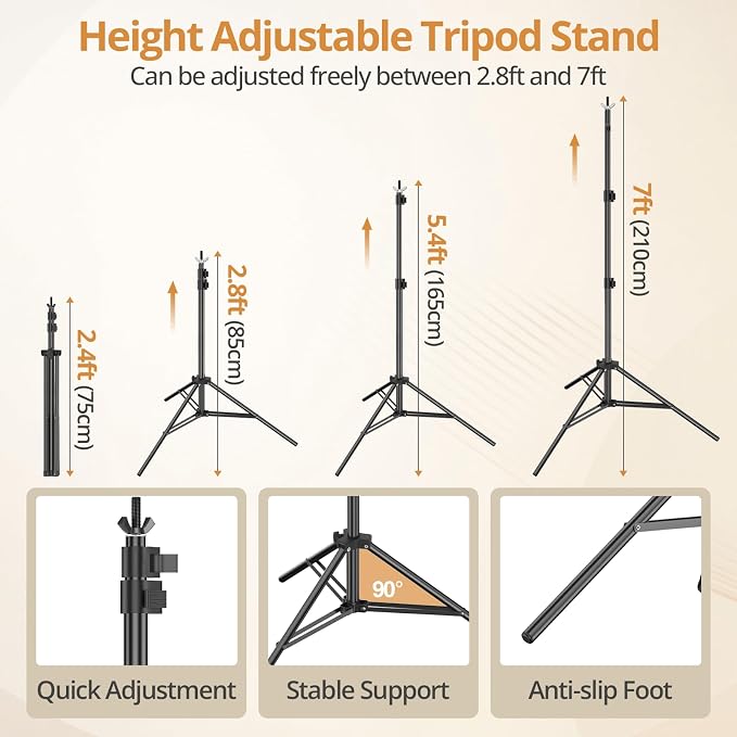 10x7ft Photo Backdrop Stand Kit with 6x9ft White Backdrop Screen | Portable Photography Frame, Adjustable Support kit with 6 Clamps, Carry Bag for Photo, Video Recording, Streaming, Decoration - Image 3