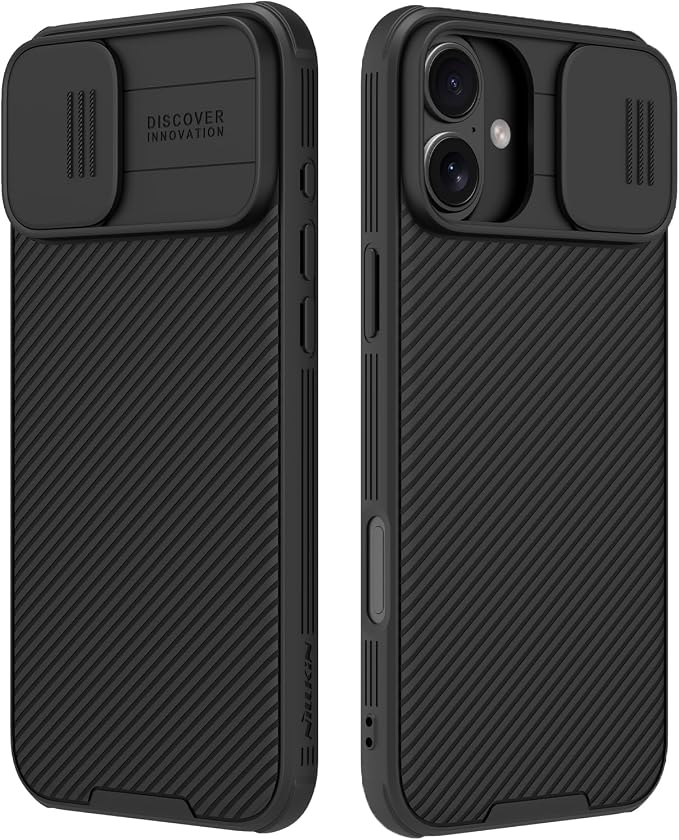 Mangix for iPhone 16 Case with Camera Cover,Slim Fit Thin Polycarbonate Protective Shockproof Cover with Slide Camera Cover, Upgraded Case for Phone 16 Black by Mangix