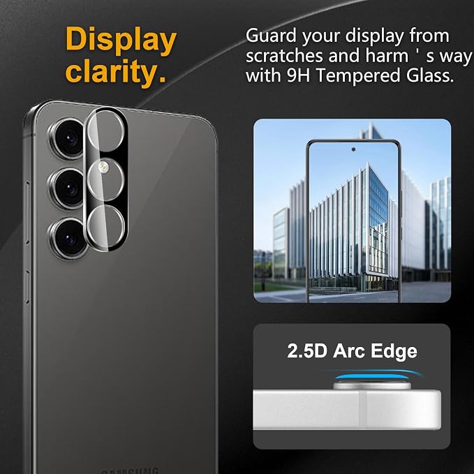 3 Pack Camera Lens Protector for Samsung Galaxy S24 Fe | Tempered Glass,Anti-Fingerprint,9H Hardness,Scratch Resistant,Easy to Install,Bubble Free,HD Clarity - Image 2