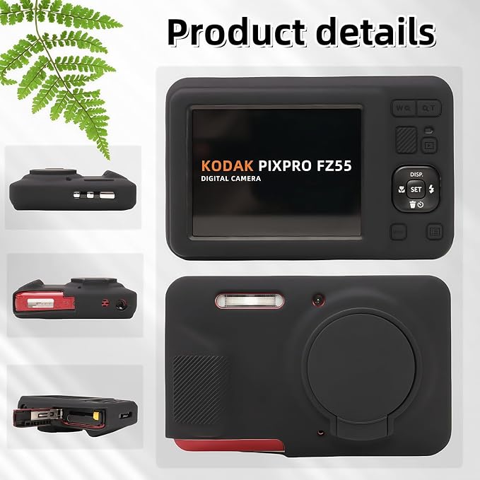 Case for Kodak PIXPRO FZ55, FZ55 accessories | Soft Silicone Protective Case Removable Lens Cover, Comes with 2 Screen Protectors and 1 Wrist Strap. (Black) - Image 5