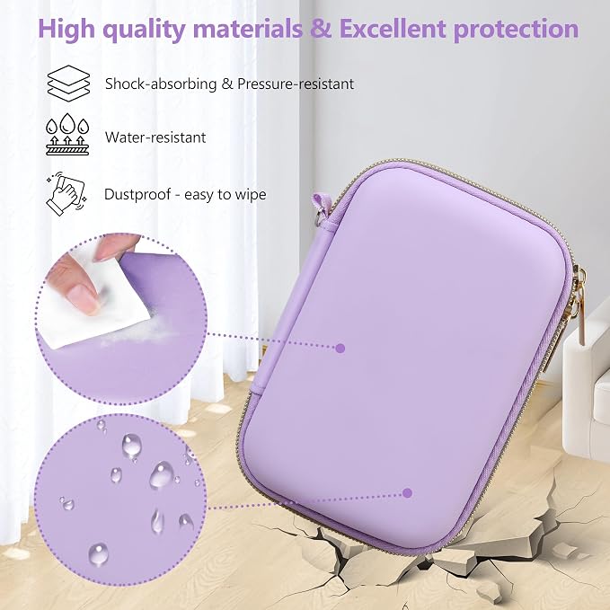Carrying Case Compatible with Instax Mini EVO Instant Camera, INSTAX MINI EVO Camera Storage Holder Travel Bag with Mesh Pocket for Photos, USB Cables, Film, Purple - Image 5