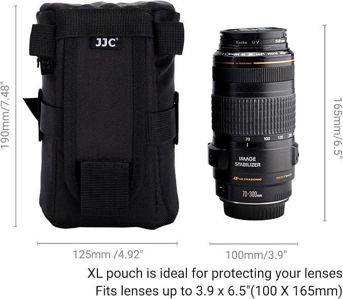 JJC Camera Lens Pouch for NIKKOR 24-120mm 24-70mm Canon EF 24-70mm Lens | Fits lens 3.9 x 6.5" for TAMRO 70-300mm, FUji GF 32-90mm, XF 8-16/16-55mm, AF-S NIKKOR 24mm, 35mm, Canon EF 70-300/ 85mm Lens - Image 3