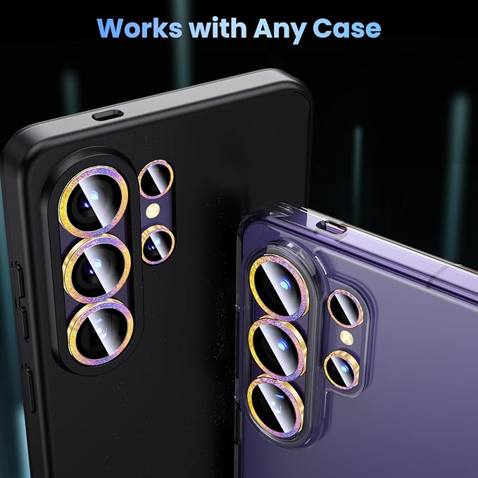 Uyiton for Samsung Galaxy S26 Ultra Camera Lens Protector, Unique Design | Case-Friendly, Ultra-Thin, Military-Grade Sapphire Glass with Aluminum Metal Rear Camera Screen Cover, Glitter Colorful - Image 5