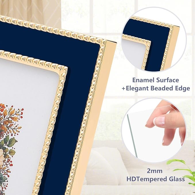 Premium Metal Picture Frame 4x6 Inches with Velvet Back Cover - Elegant and Durable Photo Frame for Displaying Cherished Memories, Perfect as Desk Decor, Home Office Accessory,Blue picture frame - Image 4