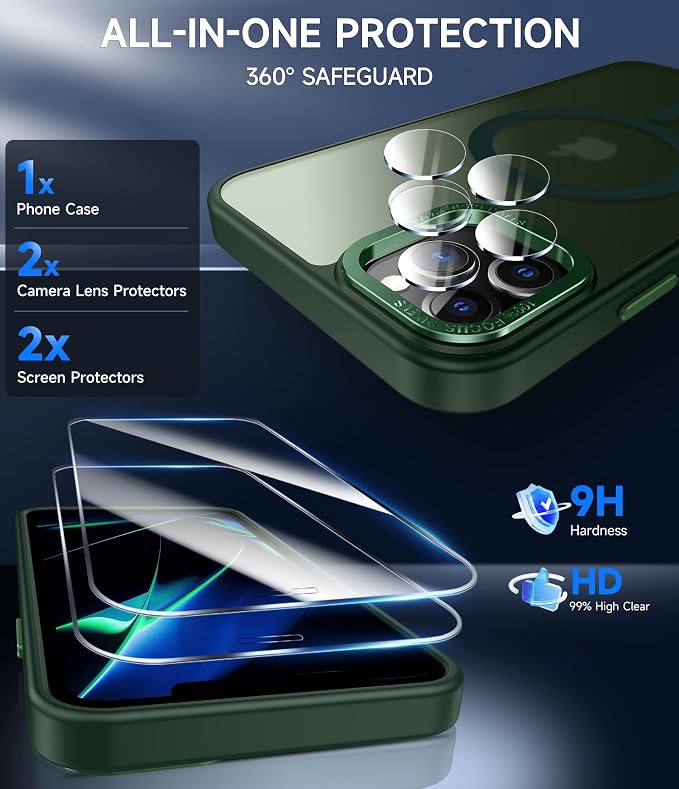 LeYi for iPhone-11-Pro-Max Cases Green with Screen Protector X2 + Camera Cover X2:[ MagSafe Compatible] Magnetic Military Grade Protective Slim Phone Case for iPhone 11promax i Phone 11pro max,Green - Image 5