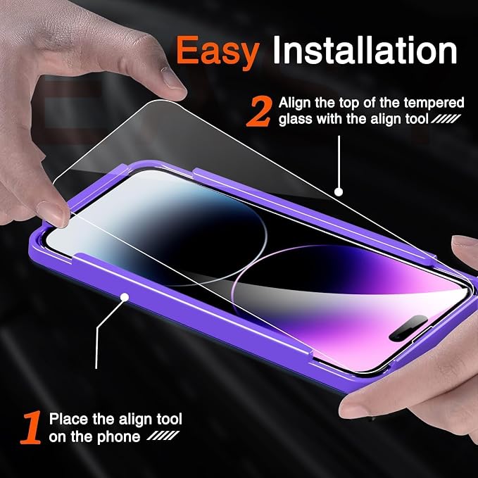 Milomdoi Screen Protector for Apple iPhone 14 Pro Max, Tempered Glass | 3+3 Pack, 9H+ Hardness, Camera Lens Protector, Military Grade Shatterproof, Easy Installation, No Bubbles, Case Friendly - Image 4