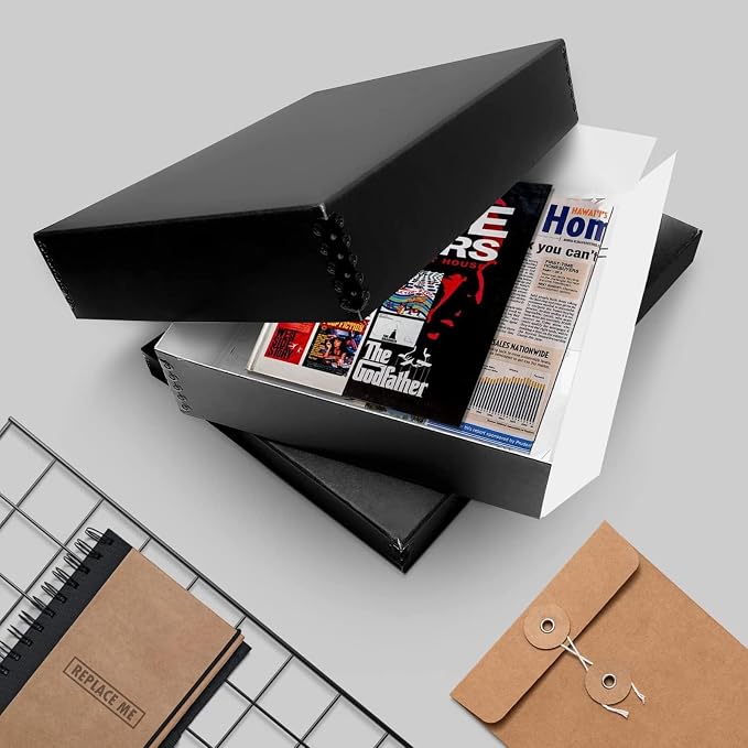 Lineco Drop Front Archival Storage Box, 11.75x15.25x3 in, Black, 8 Pack | Acid-Free with Metal Edge, Preserves Picture Longevity, Organize Photos, Newspapers, Prints, Documents, Crafts, DIY - Image 8