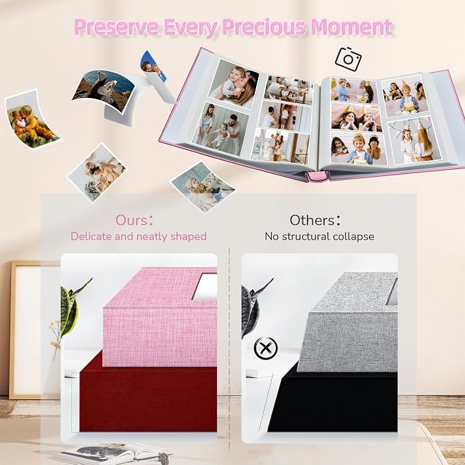 popotop Photo Album 4x6-600 Photos Photo Books with 600 Horizontal and Vertical Pockets,Linen Cover Albums for Family Wedding Anniversary Baby Vacation Pictures - Image 5