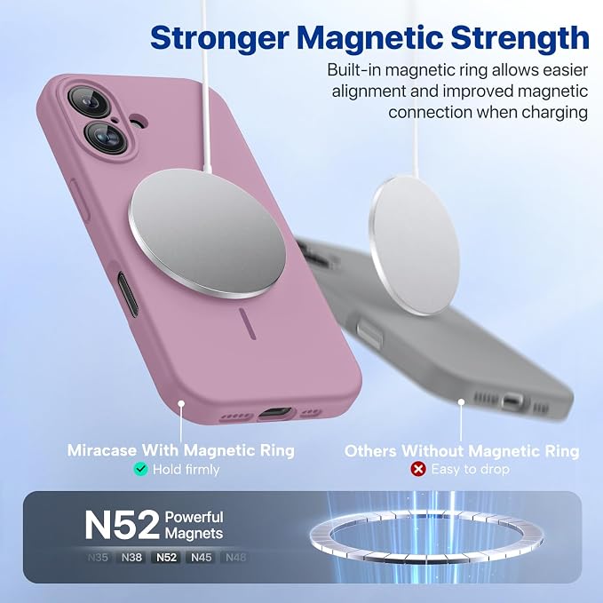 miracase Magnetic for iPhone 16 Plus Case, [Soft Anti-Scratch Microfiber Lining], Compatible with MagSafe, Liquid Silicone Shockproof Drop Protection Phone Case for 16 Plus,Blackcurrant - Image 4