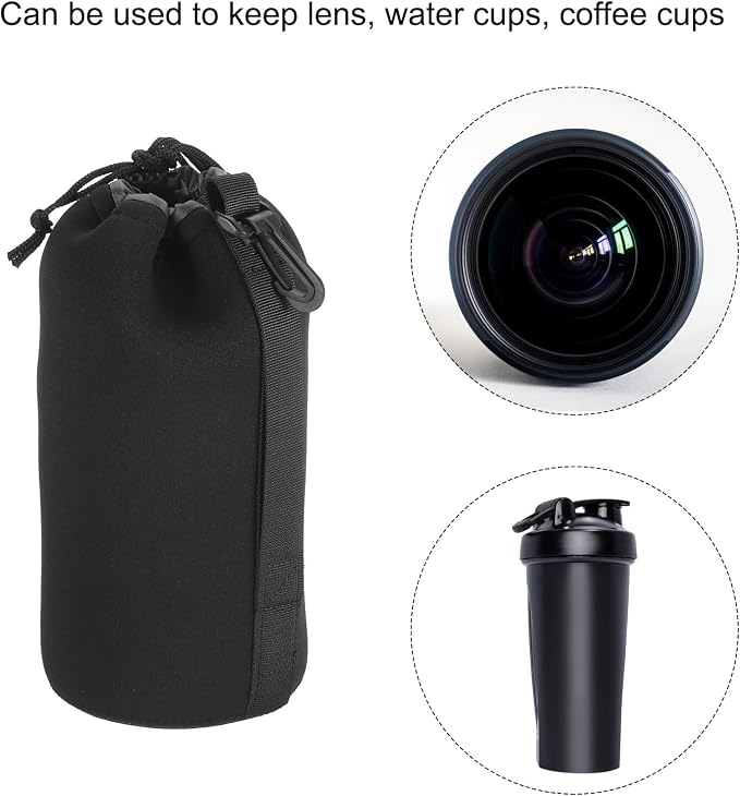 PATIKIL Camera Lens Bag, 2x 3.5" IDx9.8 H Neoprene Lens Pouch with Thick Protective Lenses for DSLR, Black - Image 6