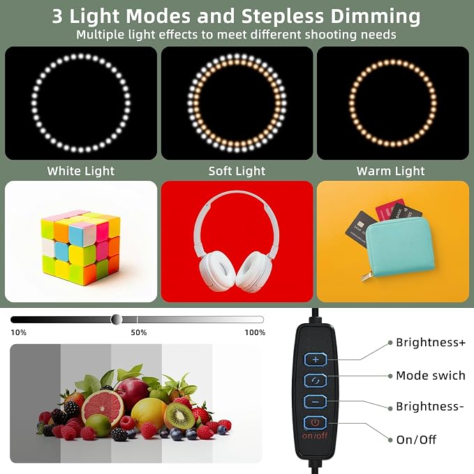 Lightdow 10"x10"x10" Photo Studio Light Box Photography with 96 LEDs (CRI>95), 6 Backdrops - Portable/Dimmable/Versatile Folding Shooting Tents for Toys/Jewelry/Watches/Cosmetics Photography - Image 2