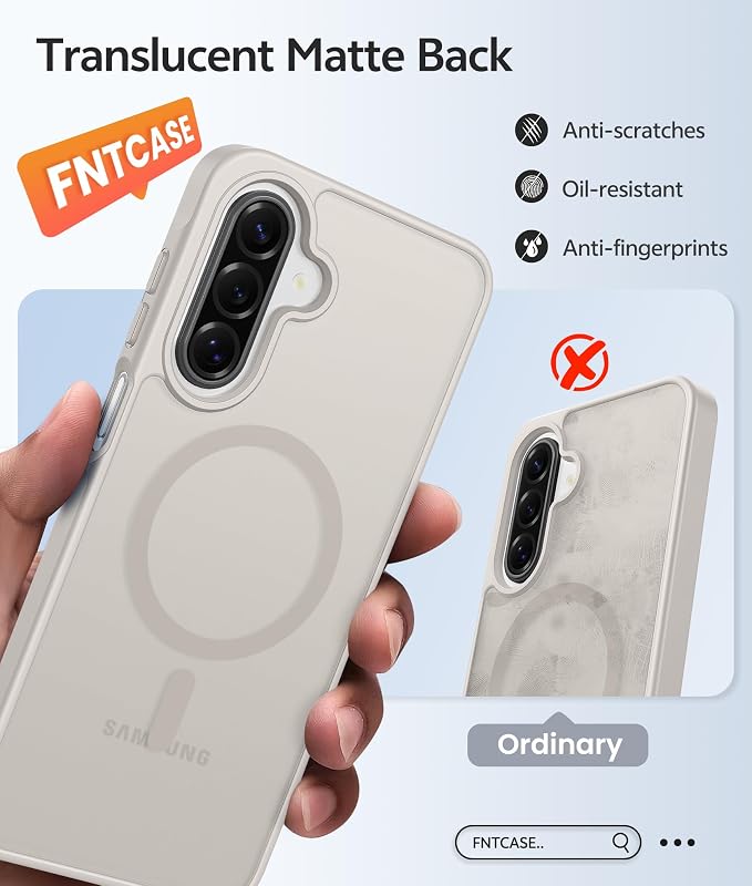 FNTCASE for Galaxy A17/A16 5G Phone Case, Fit for Magsafe, Screen Protector | Translucent Matte, 14FT Military Grade Drop Protection, Slim Shockproof Protective, for Samsung A 17 A 16 Cover, Off White - Image 6