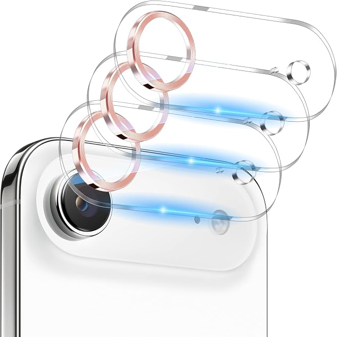 Dengduoduo 3 Pack Camera Lens Protector for iPhone Air, Tempered Glass, Ultra HD, 9H Hardness, Anti-Scratch, Case Friendly,[No Affect on Night Shots], Pink by Dengduoduo