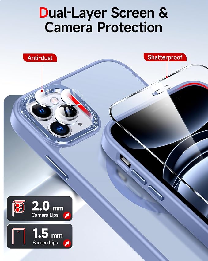 LeYi for iPhone-11-Pro-Max Cases Blue with Screen Protector X2 + Camera Cover X2[ MagSafe Compatible] Magnetic Military Grade Protective Phone Case for iPhone 11promax i Phone 11pro max, Light Blue - Image 4