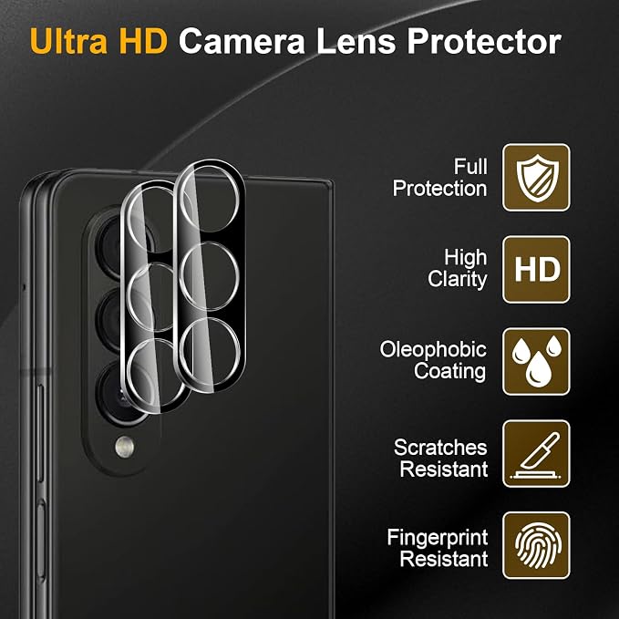 3 Pack Camera Lens Protector for Samsung Galaxy Z Fold 4 | Tempered Glass,Anti-Fingerprint,9H Hardness,Scratch Resistant,Easy to Install,Bubble Free,HD Clarity - Image 5