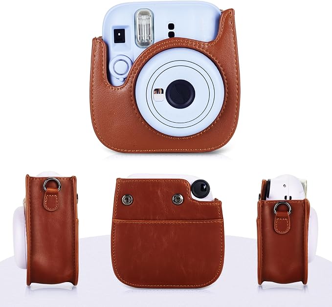 Phetium Mini 13 Camera Case for Fujifilm Instax Mini 13 12 Camera-Brown | Mini Camera Protective Case,PU Leather Bag,Photo Storage Pocket,Adjustable Shoulder Strap,Magnetic Flip - Image 2