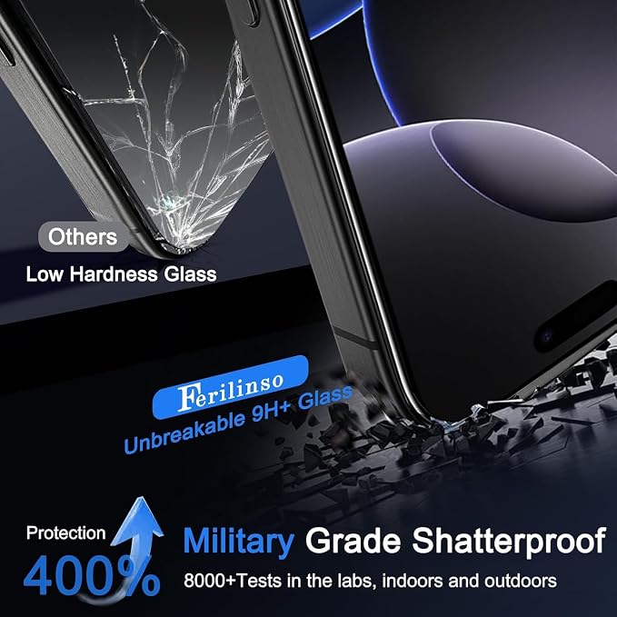 Ferilinso 3 Pack Screen Protector for iPhone 16 Pro Max, Tempered Glass | 9H+ Hardness, Military-Grade Shatterproof, HD Clear, Case Friendly, Easy Installation Bubble Free, with Camera Lens Protector - Image 4