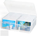Lifewit 4x6 Photo Storage Box, 18 pcs Inner Photo Case with Lids, Clear Photo Organizers with 1 Sheet Label Sticker, Plastic Craft Storage Box for Seeds Sticker Cards Pictures Stamps Office Supplies | 1 Pcs Transport Outter Case with Handle& Labels, Co... by Lifewit
