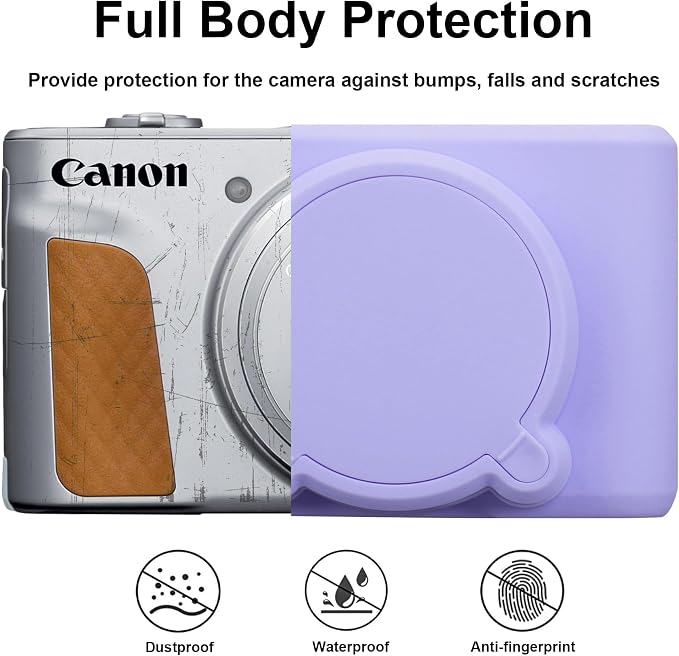 BOVKE Silicone Camera Case for Canon PowerShot SX740 / SX730 Digital Camera, SX740 HS Soft Protective Case Cover Rubber Camera Slim Fit Sleeve with Removable Lens Cover, Lilac - Image 3
