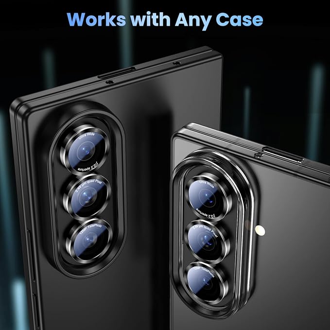Uyiton for Samsung Galaxy Z Fold 8 Ultra/Z Fold 7 Camera Lens Protector | Military-Grade Sapphire Glass Rear Camera Screen Cover - [Easy to Install] Ultra HD Clear Lens Protector, Black+Silver - Image 5