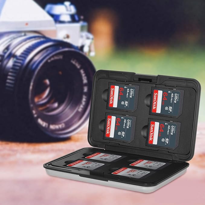 Aluminum Shock Resistant Carrying Box Memory Card Storage Case Holder 8 Slots for SD SDHC MMC Micro SD TF Cards Silver - Image 3