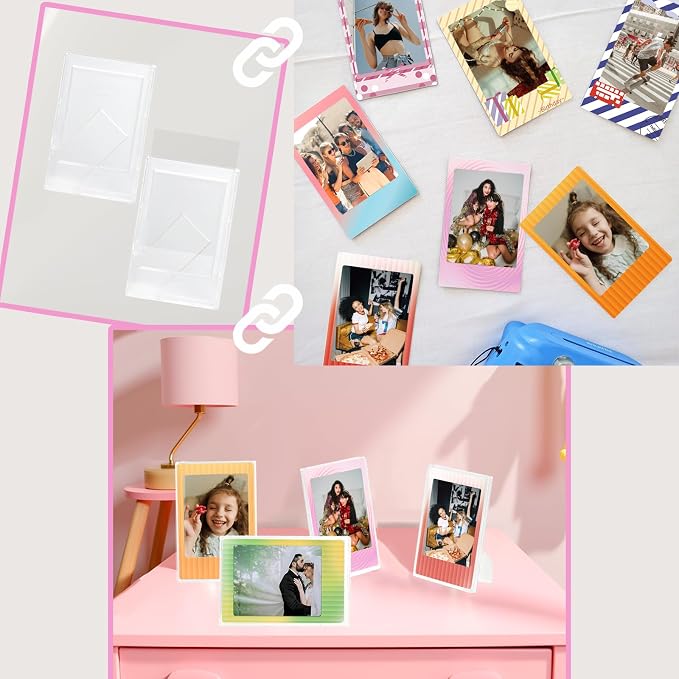 13-in-1 Picture Frames & Accessories for 3" Polaroid Intsax Mini Film | Displaying Kit fits for Fujifilm Mini Film(54x86mm), Including Wall & Tabletop Frames, Fun Stickers, Photo Protector Sleeves - Image 5