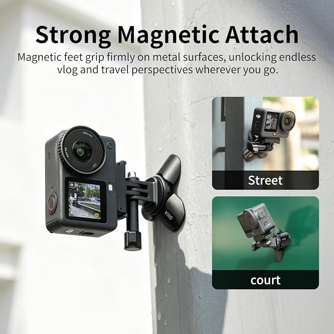 VRIG Magnetic Mini Tripod for DJI OSMO Pocket 4P/4/3 & Insta360 Luna Ultra | Auto-Deploy Aluminum Small Desktop Camera Stand with 1/4" Screw for Insta360 X6/X5/X4,Travel Vlog Action Camera Accessories - Image 5