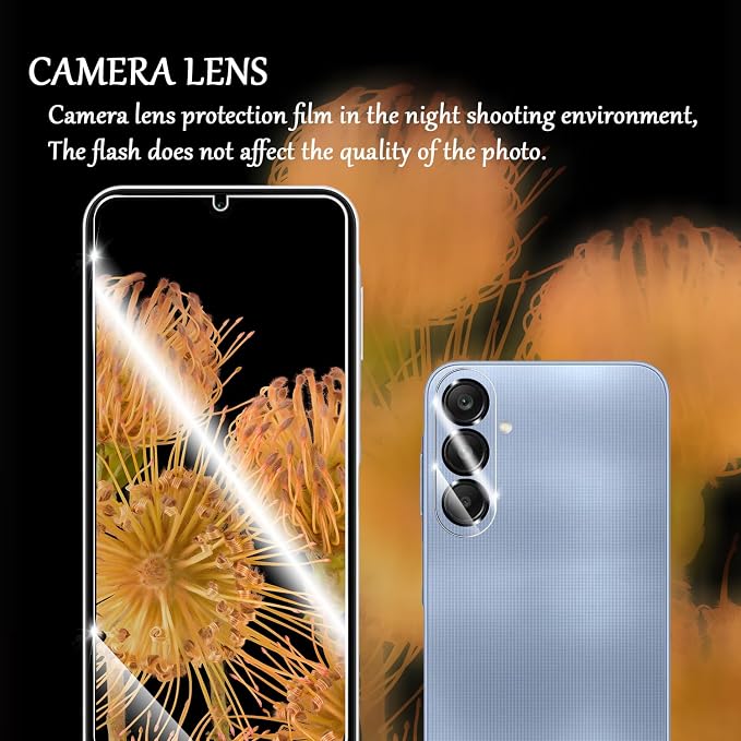 Galaxy A25 HD Clear Tempered Glass Screen Protector + Camera Lens Protectors, [2+2 Pack] [3D Glass] [Anti-Glare] [Bubble-Free] Screen Protector Glass For Samsung Galaxy A25 - Image 5