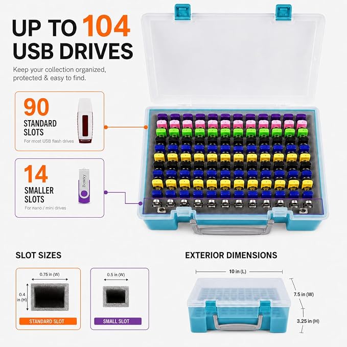 FULLCASE Flash Drive Case USB Memory Stick SD Card Storage Organizer- Holds 104pcs Thumb Drive Electronic Accessories Holder for Sandisk/for Samsung/for Inland/for PNY/for Netac (Aqua Blue) - Image 5